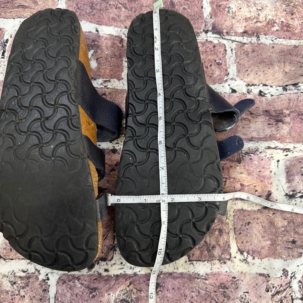 Birki's Navy Blue Leather Strappy Cork Footbed Sandals US Size 9/9.5 - Picture 12 of 13